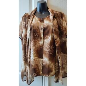 Essentials by Lee Vintage Short Sleeve Shirt Brown Size 12